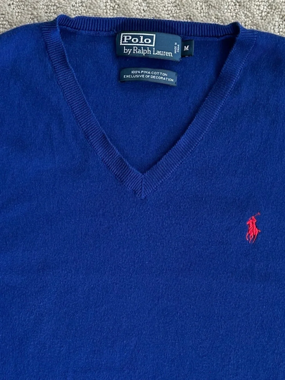 Polo By Ralph Lauren Cotton V-Neck Sweater Vest Royal Blue M Classic Preppy Soft